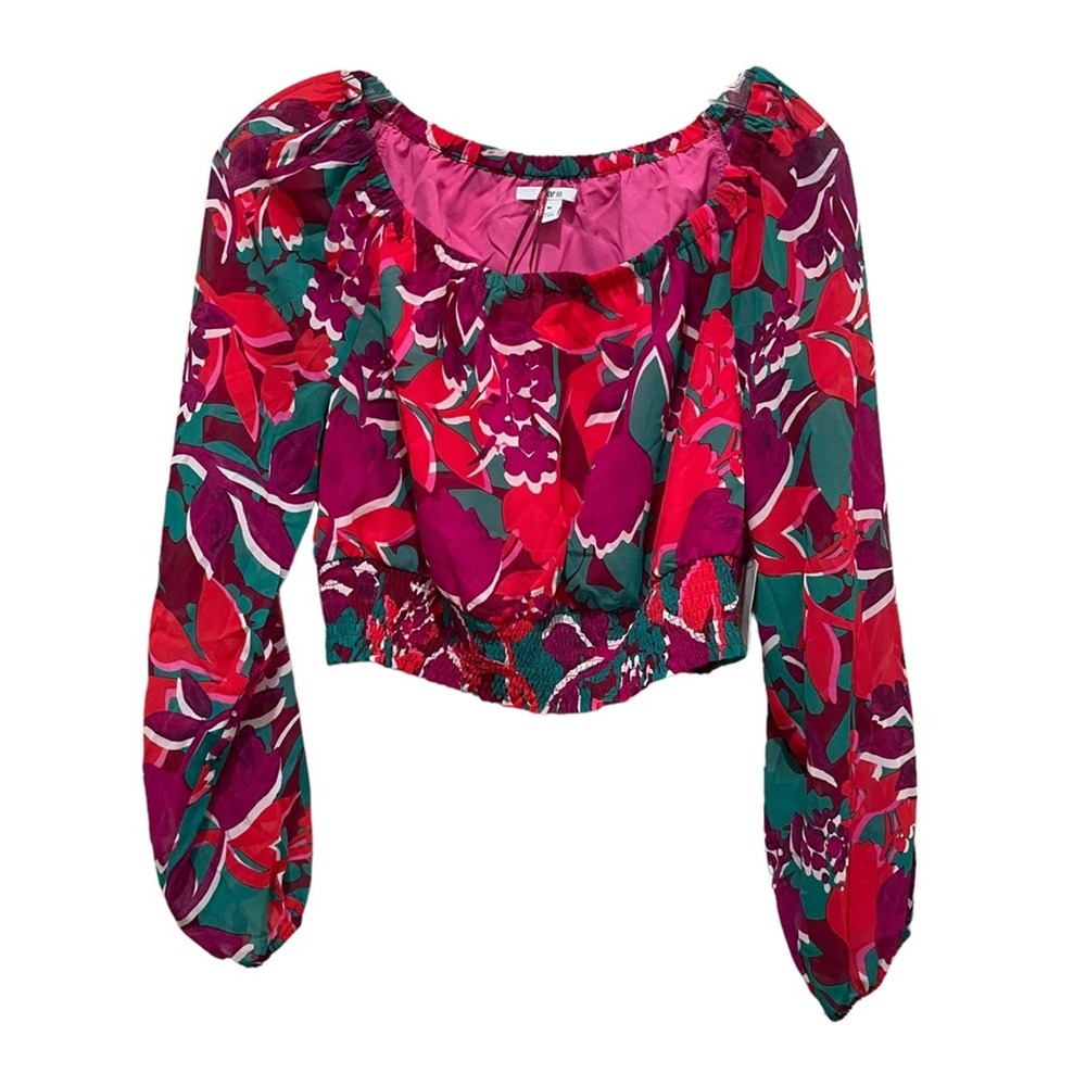 Bar III Printed Smocked-Hem Peasant Top Women’s Size Medium New - Picture 3 of 6